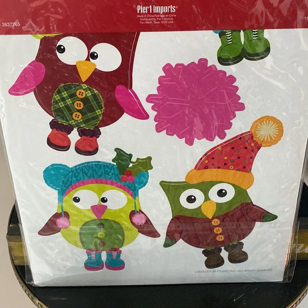 NWT Pier 1 Peel and Stick Holiday Owls Decor 25 Pcs SKU 2637265